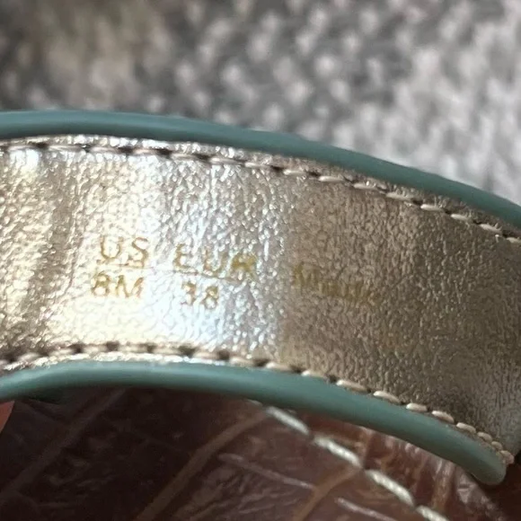 SAM EDELMAN Bay Teal Croc Faux Leather Slide Sandals 8M - Picture 7 of 9